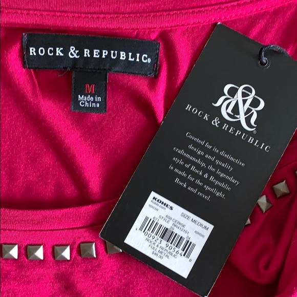 Rock n Republic red studded cold shoulder top - Picture 1 of 7
